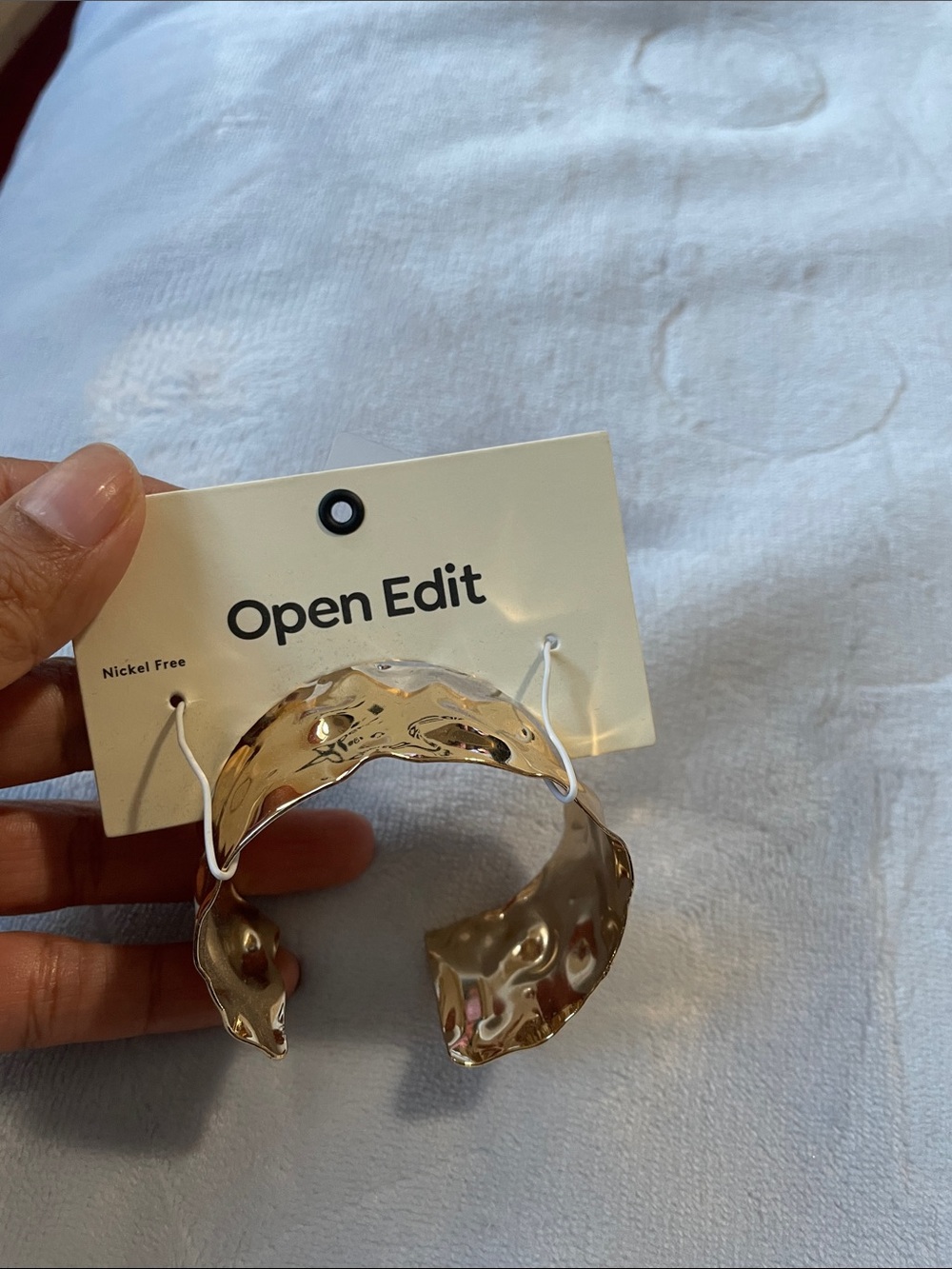 Nordstrom Open Edit Hammered Gold Cuff Bracelet